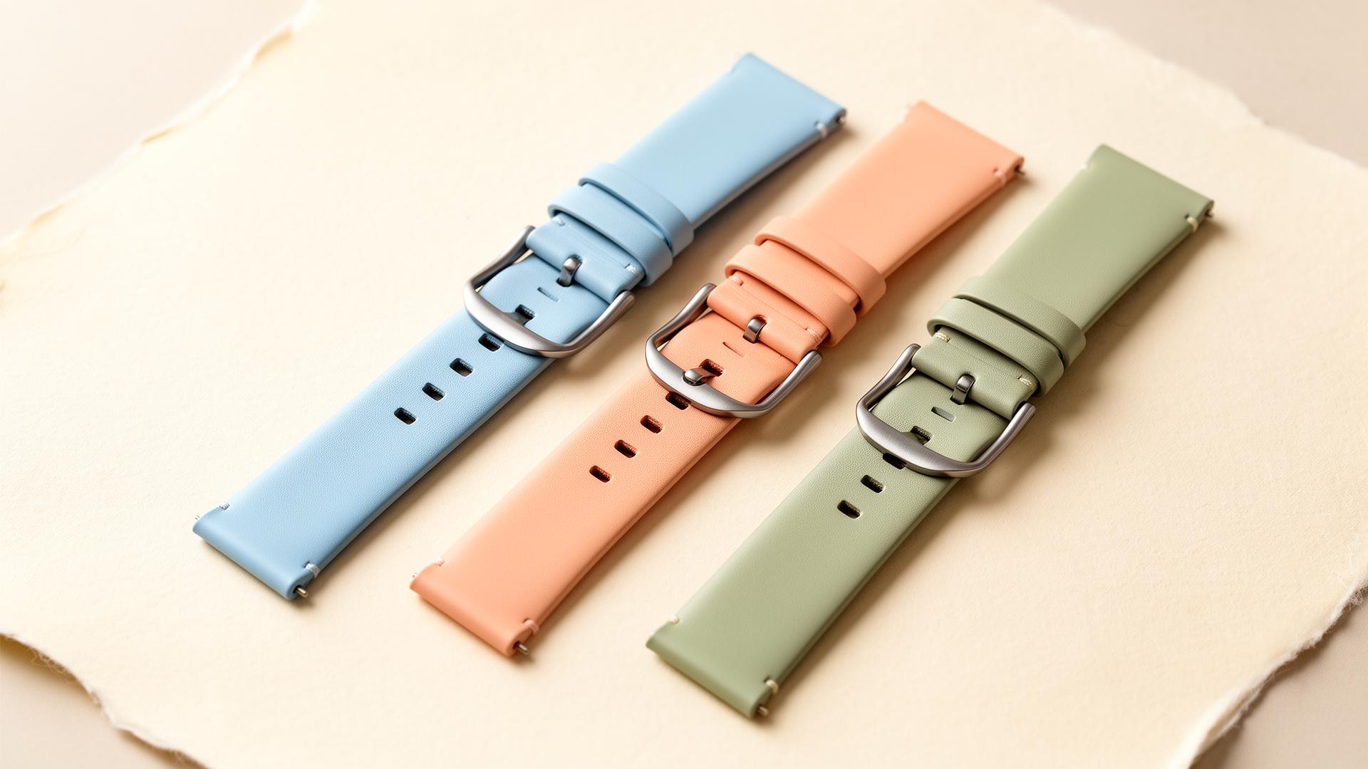 Three pastel 4RP straps flat lay